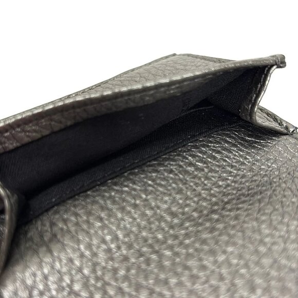 FENDI - Metallic Gray Leather Trifold Wallet 323-071425 - Picture 4 of 5